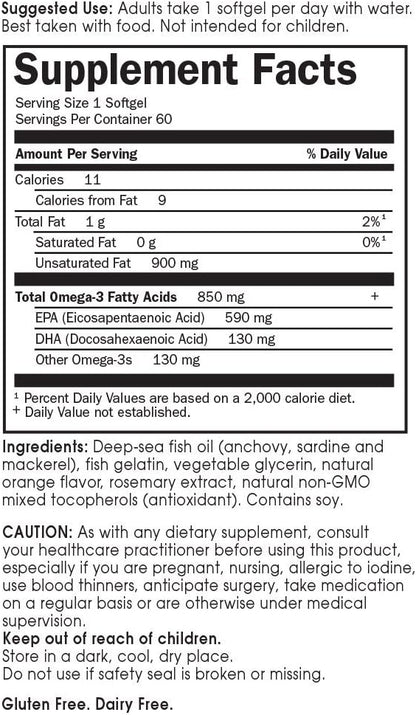 Garden of Life EPA/DHA Omega 3 Fish Oil - Minami Natural Brain Function, Heart and Mood Supplement, 120 Count