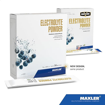 Maxler Electrolyte Powder - Hydration Packets Drink Mix with Trace Mineral Complex - Keto Electrolytes Powder Packets with Natural Flavors and Sweeteners - 15 Servings - Blueberry