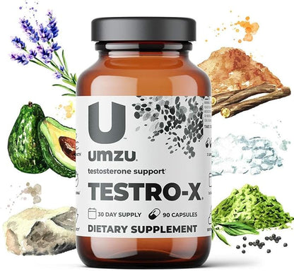 UMZU Testro-X Testosterone Supplement for Men | Support Energy, Strength, Stamina & Healthy T Levels (30 Day Supply | 90 Capsules)
