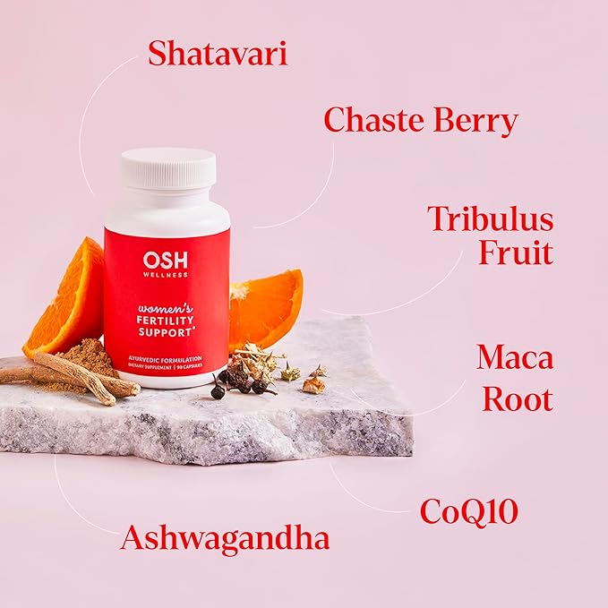 Ayurvedic Fertility Supplements for Women | Support Ovulation | Conception for Women | Egg Quality | CoQ10, Maca Root, Vitex, & Vitamins | Vegan | 90 Capsules - OSH Wellness