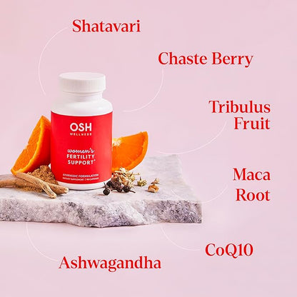 Ayurvedic Fertility Supplements for Women | Support Ovulation | Conception for Women | Egg Quality | CoQ10, Maca Root, Vitex, & Vitamins | Vegan | 90 Capsules - OSH Wellness