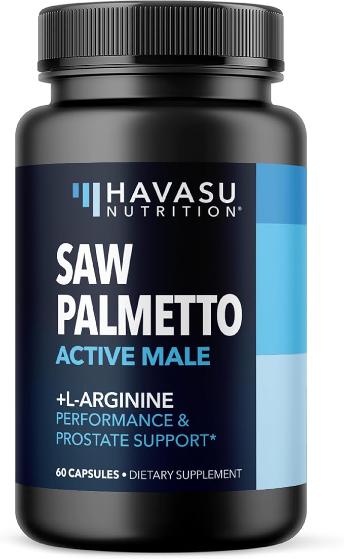 Saw Palmetto for Men with L Arginine Supplement - Hair Health & Male Health Support - L-Arginine Saw Palmetto Supplement with S7 Plant-Based Ingredients - Performance & Endurance - 60 Male Pills