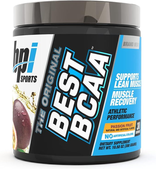 BPI Sports Best BCAA - The Building Blocks of Protein and Muscle - Supports Metabolism - Omega 6 - Passion Fruit, 30 Servings, 300 g