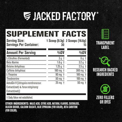 Jacked Factory NITROSURGE Pre Workout Supplement - Endless Energy, Instant Strength Gains, Clear Focus, Intense Pumps - NO Booster & Powerful Preworkout Energy Powder - 30 Servings, Green Apple