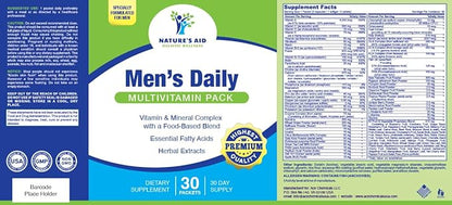 Nature's Aid Holistic Wellness Men's 7 Daily Multivitamins for Energy, Focus & Performance. Vitamin & Mineral Complex with a Food-Based Blend & Herbal Extracts.