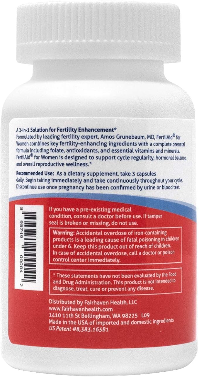 Fairhaven Health FertilAid for Women | Prenatal Multivitamin Fertility Supplements for Women | Conception for her with Vitex and Folate | Support Cycle Regularity and Ovulation* | 90 Capsules