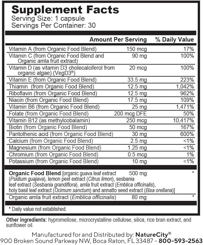 TrueMulti Plant Based Daily Adult Multivitamins (30 Veggie Capsules) One a Day Vitamins - Daily Vitamin for Men and Women - Soy Free, Non-GMO, Gluten Free