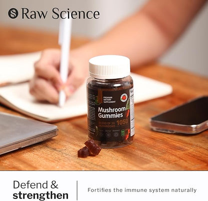 Mushrooms Complex Gummies with Lions Mane, Nootropic Brain Supplements for Memory and Focus: Lion's Mane, Cordyceps, Shiitake, Turkey Tail, Reishi, Chaga, Enoki, Oyster Mushroom Supplement - 60 Units