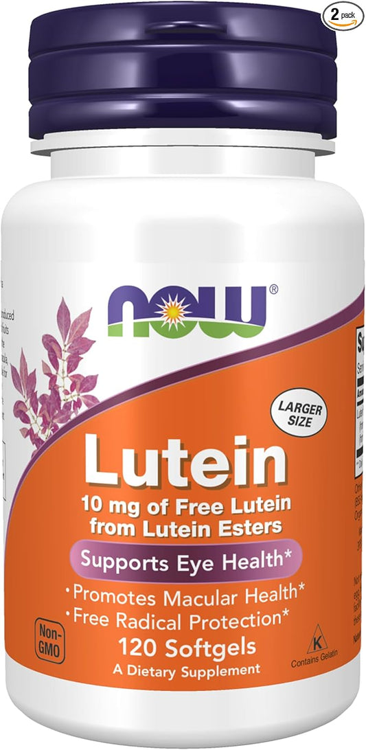 NOW Foods Lutein 10 mg Softgels, 2-PACK