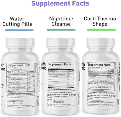 Youth & Tonic Sculpt Shred Cleanse Detox 3X Weight Loss Pills: Appetite Suppressant, Fat Burner, Energy Booster & Nighttime Cleanse for Diet – 120 Pills