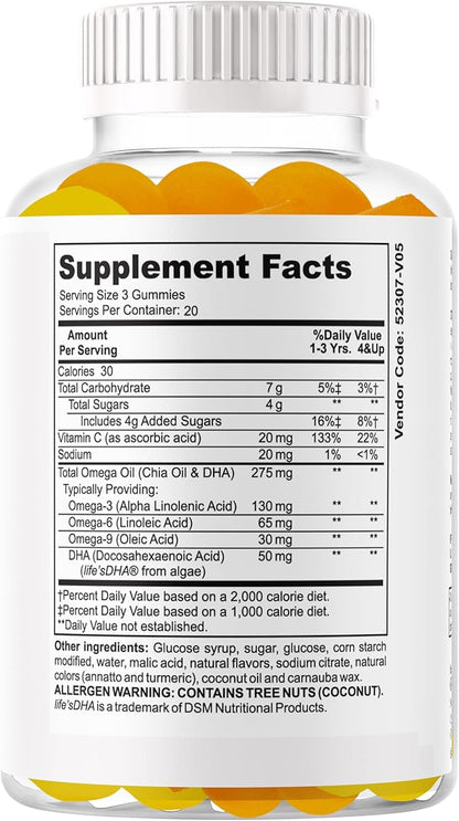 Littlewonders Kids Brain Supplements for Memory and Focus | Nootropics Brain Support Supplement | EPA DHA Omega 3 Childrens Vitamins | Vegan-Friendly, Non-GMO, Tasty Gummy Vitamins 60Ct