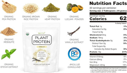 Plant Based Protein Powder with Probiotics | Organic, Clean, All Natural, Vegan, Vegetarian, Whole Superfood Nutritional Supplement with No Additives | Keto (Vanilla + Chocolate)