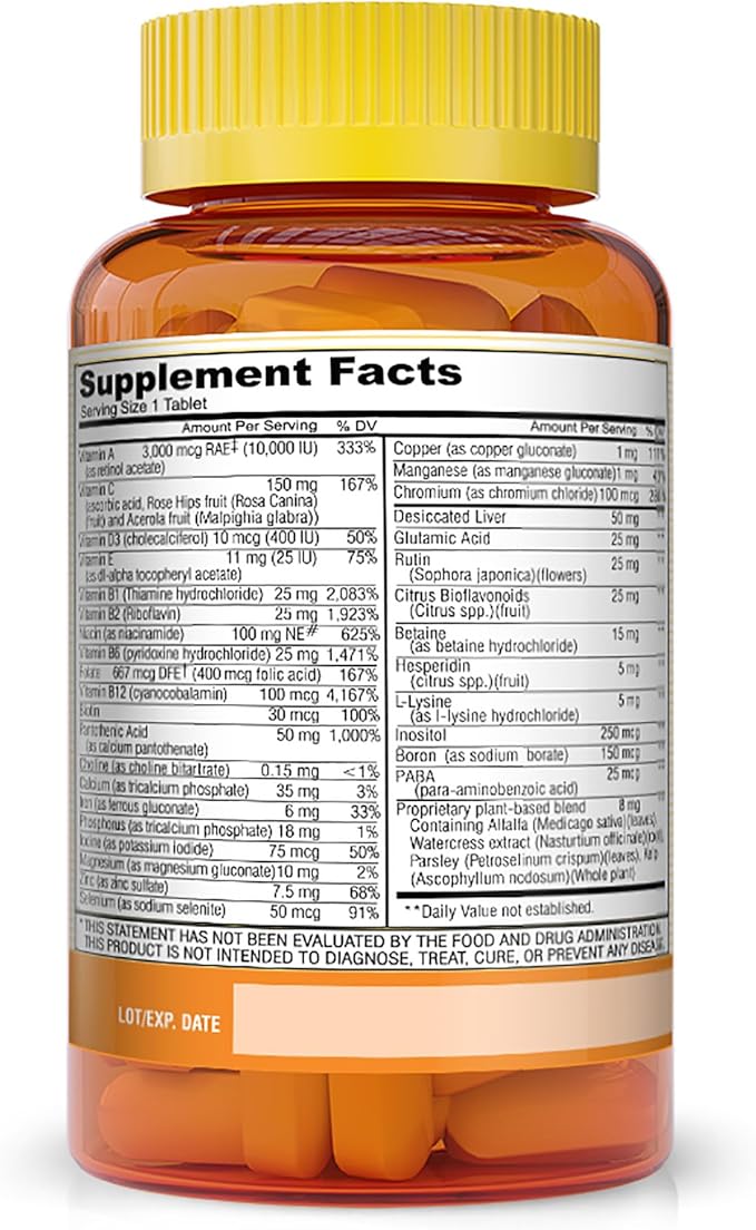 MASON NATURAL Super Multiple 34 Vitamins and Minerals - Complete Nutritional Support, All in One Multivitamin, Supports Overall Health, 100 Tablets