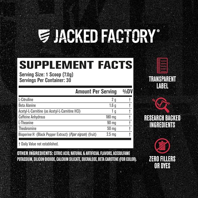Jacked Factory NITROSURGE Shred Pre Workout Supplement - Energy Booster, Instant Strength Gains, Sharp Focus, Powerful Pumps - Nitric Oxide Booster & PreWorkout Powder - 30Sv, Orange Pineapple