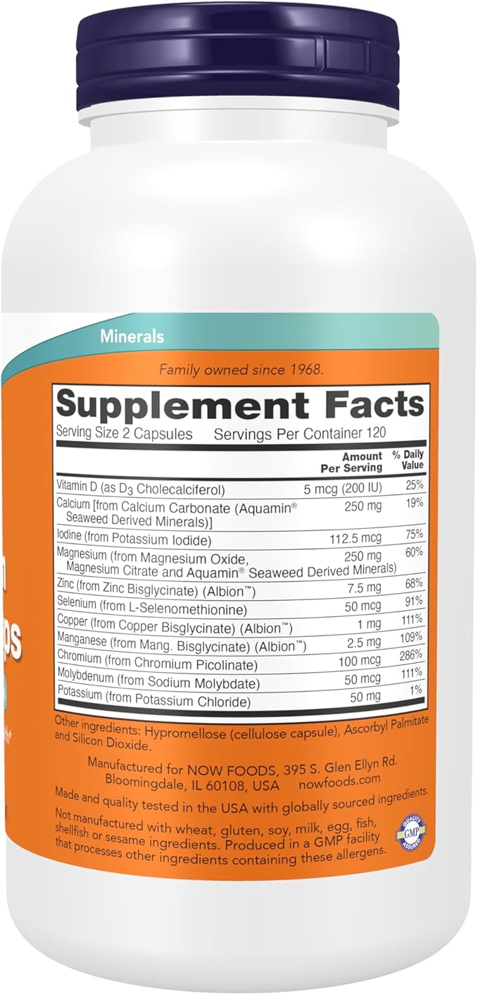 NOW Supplements, Full Spectrum Mineral Caps, Multi Mineral Formula, 240 Veg Capsules