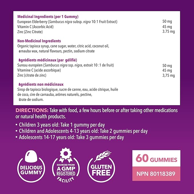 Elderberry Gummies for Kids with Zinc and Vitamin C - Immune Support Supplement for Children - 60 Count, Vegan, Berry Flavor - Convenient Daily Defense with Antioxidants and Essential Nutrients