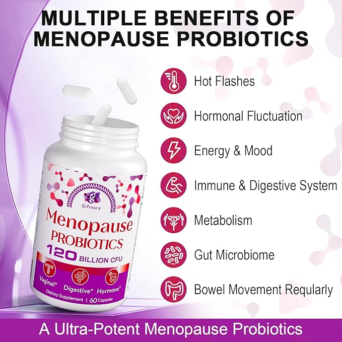 Menopause Supplements for Women, 120 Billion CFU Probiotics for Women, All-Natural Probiotic Supplements for Menopause - 480 Herbal Capsules