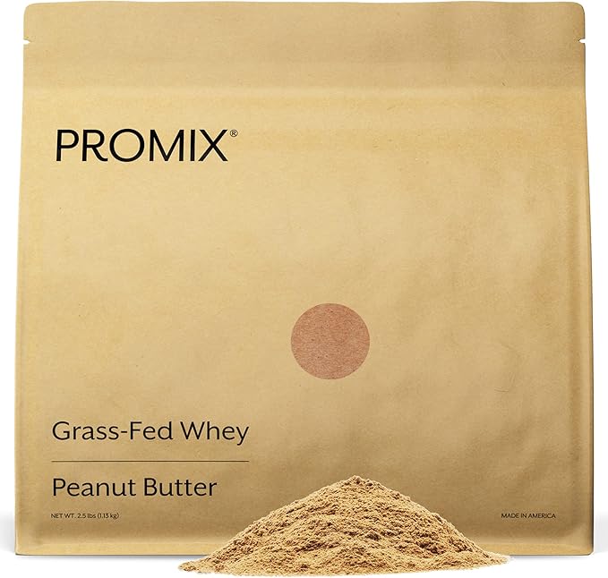 Promix Whey Protein Powder, Peanut Butter - 2.5lb Bulk - Grass-Fed & 100% All Natural - ­Post Workout Fitness & Nutrition Shakes, Smoothies, Baking & Cooking Recipes - Gluten-Free & Keto-Friendly