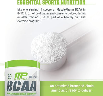 MusclePharm Essentials BCAA Powder, Pre & Post Workout Recovery Drink, Supports Muscle Recovery & Energy, Essential Amino Acids, 30 Serv, Fruit Punch