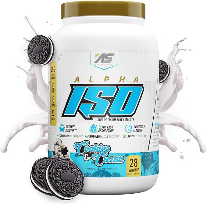 ISO, Low Carb 100% Whey Protein Isolate Powder, 25 Grams Per Serving, Helps Support Muscle Growth, Low Sugar and Gluten Free (Cookies & Cream, 2 lb)