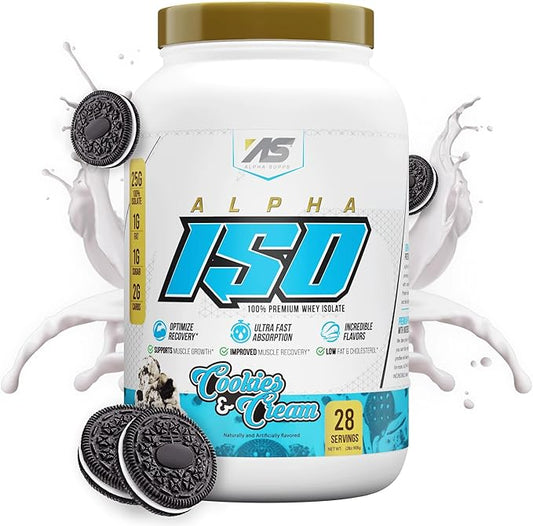 ISO, Low Carb 100% Whey Protein Isolate Powder, 25 Grams Per Serving, Helps Support Muscle Growth, Low Sugar and Gluten Free (Cookies & Cream, 2 lb)