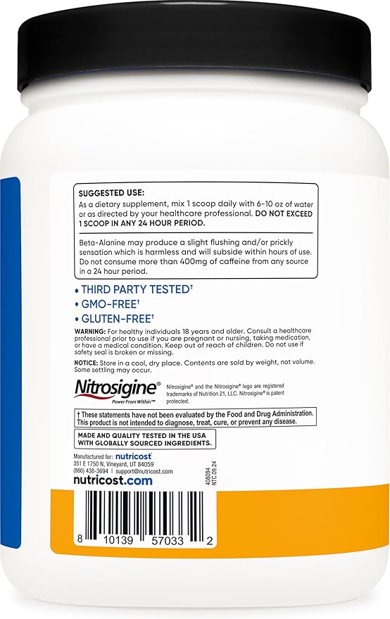 Nutricost Pre-Workout Complex Powder (60 Servings, Peach Mango) - Pre-Workout Supplement with Beta-Alanine, Taurine & Amino Acids