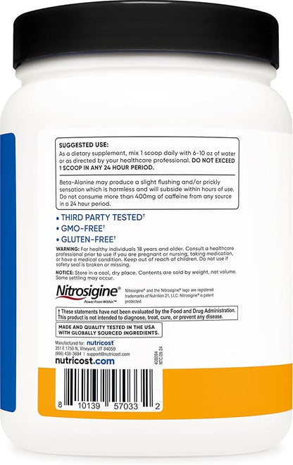 Nutricost Pre-Workout Complex Powder (60 Servings, Peach Mango) - Pre-Workout Supplement with Beta-Alanine, Taurine & Amino Acids
