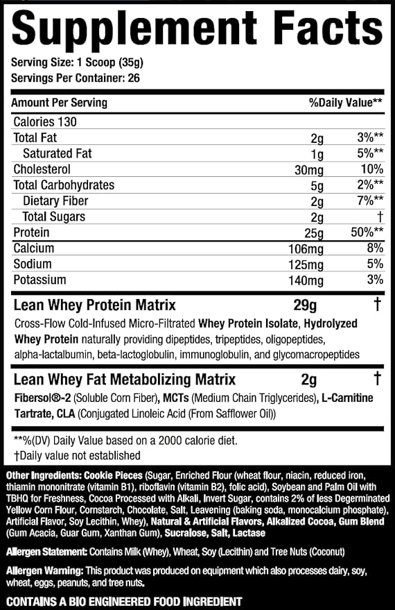 Musclesport Lean Whey Revolution™, Whey Protein Isolate with Hydrolyzed Whey - Low Calorie, Low Carb, Low Fat, Incredible Flavors - 25g Protein per Scoop (2lb, Cookies N Cream)