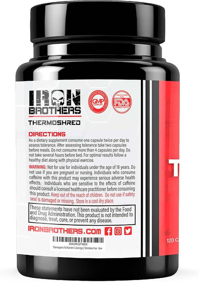 Iron Brothers Supplements Shred for Men & Women | Strong Appetite Suppressant for Weight Loss Management | Supports Cognitive Function Promotes Endurance Increases Energy - Fat Burner - Reduce Craving