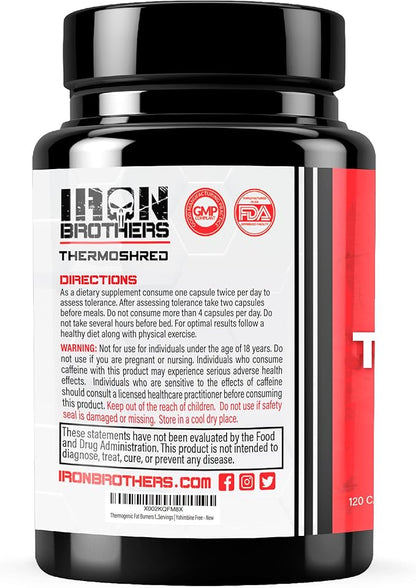 Iron Brothers Supplements Shred for Men & Women | Strong Appetite Suppressant for Weight Loss Management | Supports Cognitive Function Promotes Endurance Increases Energy - Fat Burner - Reduce Craving