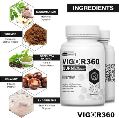 Lean Thermogenic Supplement for Belly & Abdominal Support by Vigor 360 – Strengthens Body Composition for Men & Women – Ideal for Toning, Shredding, & Fitness with Proper Diet & Exercise – 60 Capsules