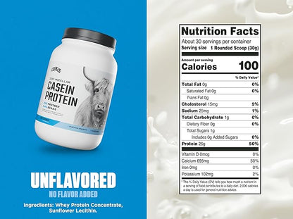Levels 100% Micellar Casein Protein, Hormone Free, Unflavored 2LB