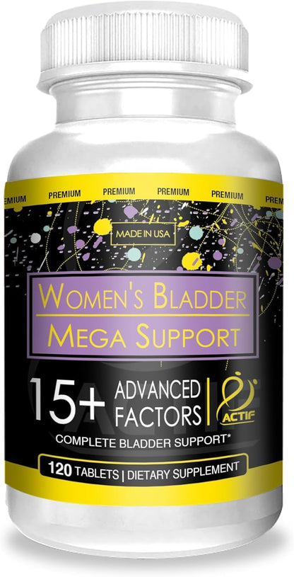 Actif Women's Bladder Mega Support with 15+ Factors, Non-GMO, for Bladder Control and Complete Bladder Support, Made in USA, 120 Count