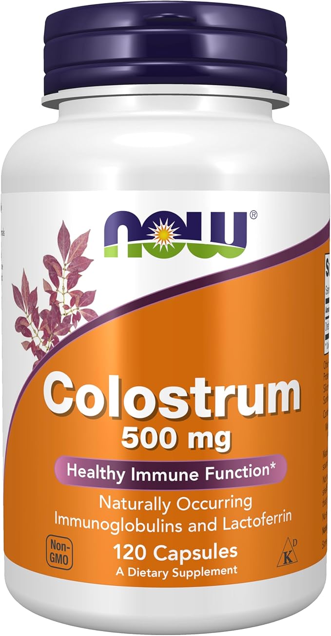 NOW Foods Supplements, Colostrum 500 mg, Naturally occurring Immunoglobulins and Lactoferrin, 120 Veg Capsules