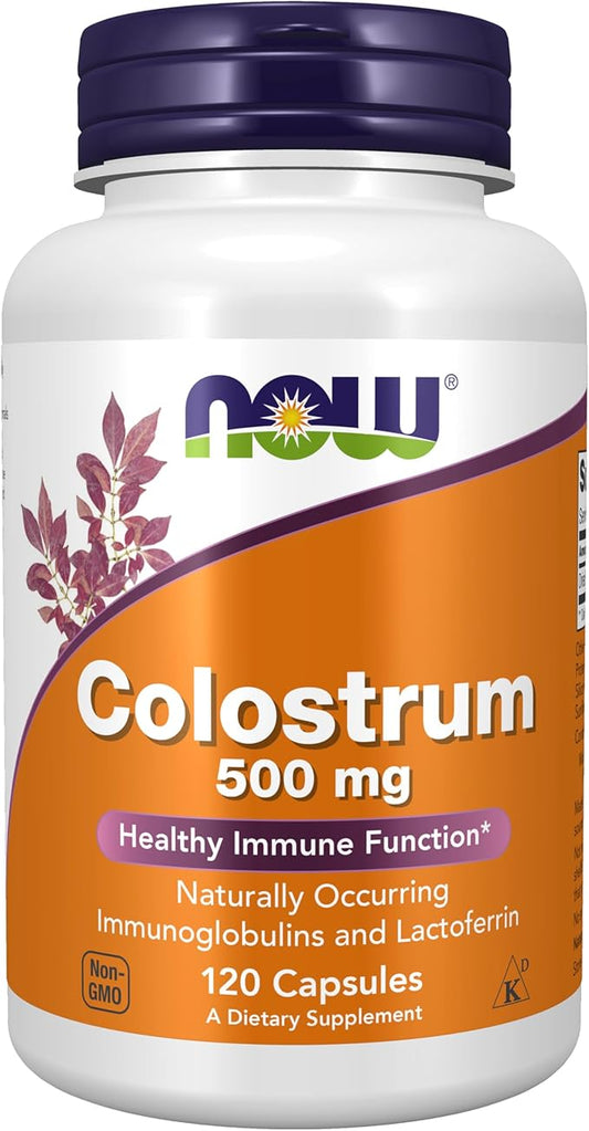 NOW Foods Supplements, Colostrum 500 mg, Naturally occurring Immunoglobulins and Lactoferrin, 120 Veg Capsules