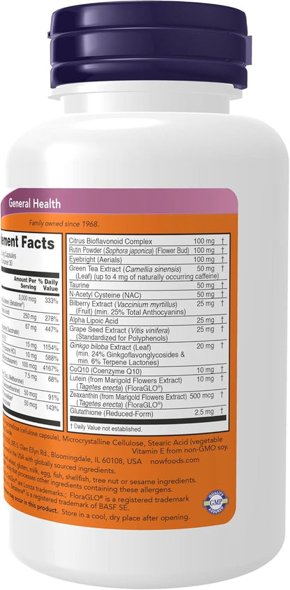 NOW Supplements, Ocu Support™with FloraGLO® Lutein, Plus Vitamins A, C and E, 90 Veg Capsules (Pack of 3)