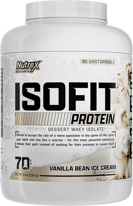 Nutrex Research IsoFit Whey Protein Powder Instantized 100% Whey Protein Isolate (70 Servings, Vanilla Bean Ice Cream)
