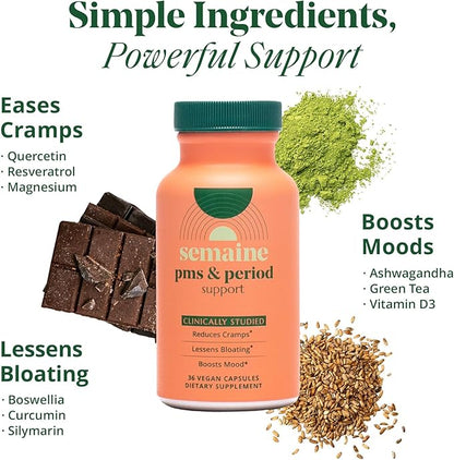 PMS & Period Relief - Menstrual Cramp Relief: No More Period Cramps, Mood Swings, or Bloating. PMS Supplement for Happy Hormones and Period Relief. (36 Count)