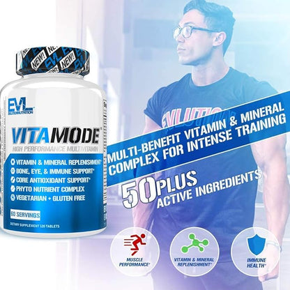 EVL Advanced Daily Multivitamin for Men - Men's Multivitamin with Essential Minerals Phytonutrient Complex and VitaMode Active Mens Vitamins for Energy with Lycopene for Muscle Bone and Immune Support