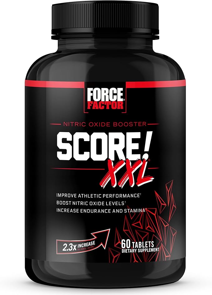 FORCE FACTOR Score! XXL Nitric Oxide Booster Supplement for Men with L-Citrulline, Horny Goat Weed, Black Maca, & Tribulus Terrestris to Increase Stamina, Energy, and Physical Performance, 60 Tablets