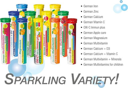 German Calcium + VIT. D - 100 Vegetarian Drink Effervescent Tablets - Orange-Grapefruit Flavor - Made in Germany