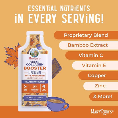 MaryRuth Organics Collagen Booster Liposomal | Sugar Free | Liquid Collagen Booster with Vitamin C, E, Zinc, Copper & Silica | Skin Care & Joint Support | Vegan | Non-GMO | Gluten Free | 14 Servings