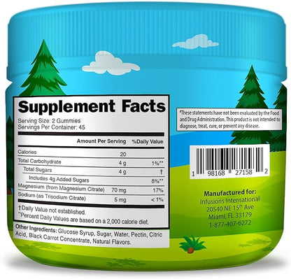 Infusions Calm Magnesium Gummies for Kids 90 Count - Healthy Muscle Bone Energy Support Soft and Delicious Vegan Friendly & Non-GMO