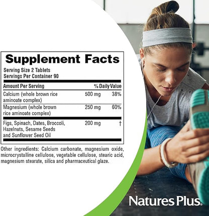 NaturesPlus Cal/Mag - 500 mg Calcium, 250 mg Magnesium, 180 Vegetarian Capsules - Gluten-Free - 90 Servings