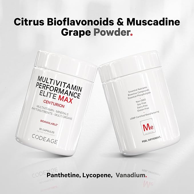 Codeage Multivitamin Performance Elite Max Supplement - Vitamins A, B6, B12, C, D, E, Vitamin K (MK-4, MK-6, MK-7, MK-9), Essential Minerals, Botanical & Grass-Fed Organ Extracts, Lutein - 90 Capsules