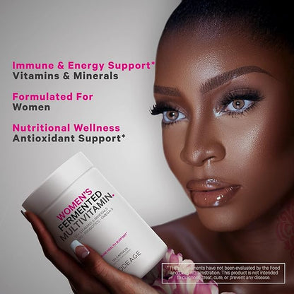 Codeage Women’s Daily Multivitamin, 25+ Vitamins & Minerals, Fermented, Organic Whole Foods, Probiotics Supplement - Vitamin A, Vitamin B, Vitamins C, D, E & K, Omega 3, Zinc – Vegan - 2 Pack