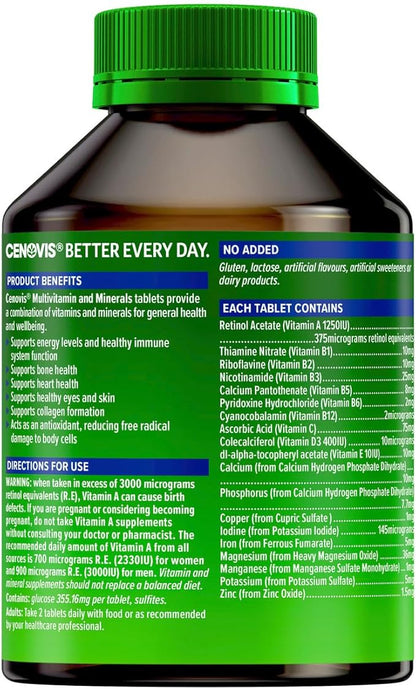 Multivitamin and Minerals 200 Tablets