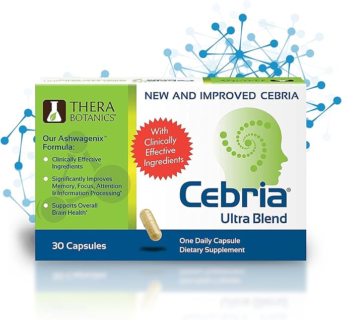 Cebria Ultra Brain Supplement for Men, Women & Seniors – Nootropic Safe and Effective Memory Supplement for Retention, Recall & Age-Related Memory Loss* (30 Count)