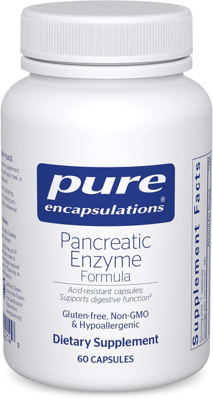 Pure Encapsulations Pancreatic Enzyme Formula - Digestive Enzymes for Digestion - Strengthens Gut Health* - Targeted Delivery Capsules - Gluten Free & Non-GMO - 60 Capsules