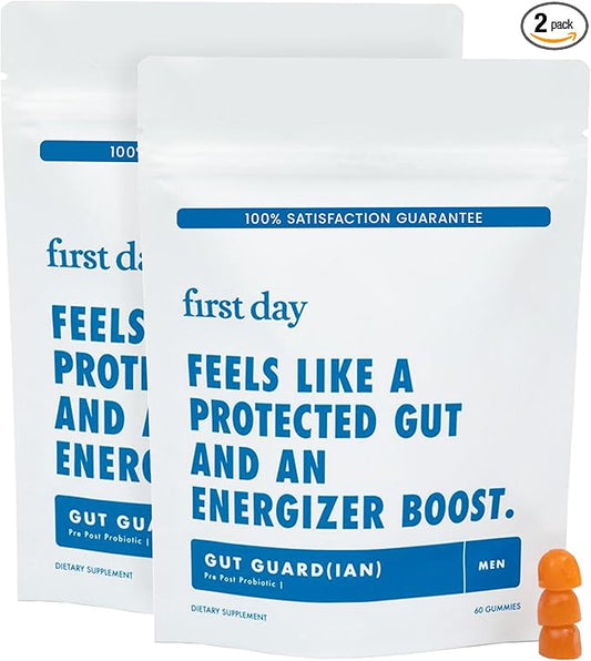 FIRST DAY Mens Tribiotic Gummies – Pre+, Post+, Probiotics & More – 60 Day Supply